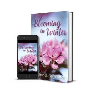 pink flowers in snow nonfiction premade cover design for sale