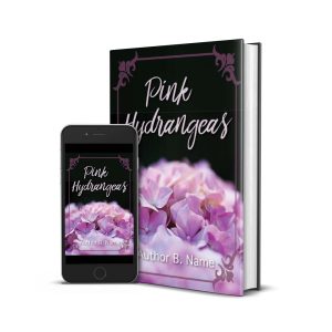 nonfiction book cover design with pink hydrangeas
