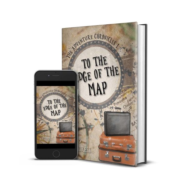 travel map adventure suitcases premade book cover set for sale