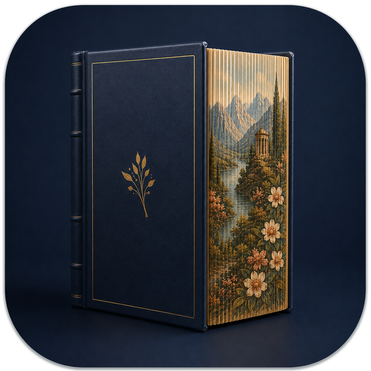 Hidden Page Edges software from Kingdom Covers for a hidden fore-edge design shown when pages are fanned